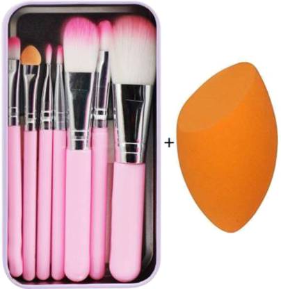 SMIETRZ Makeup hellokitty brush set of 7 with Sponge puff blender -(pack of 8)
