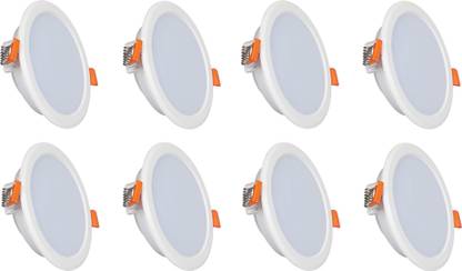 AMICO 8watt LED A-Series Fall Ceiling Panel Light, Round, (White 6500k),(Pack of 8),(2 Year Warranty) 4 Inch Cutting Recessed Ceiling Light Ceiling Lamp