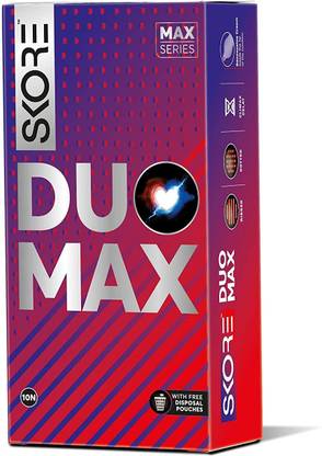 SKORE Duo Max - Premium Condoms with Disposal Pouches - 1 Pack (10 pieces) Condom
