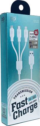 Dp Lightning Cable 3 A 1.2 m Copper Braiding W-S03 (FAST CHARGE DATA CABLE) 3 in1, USB To Micro/ Type C/ Lightning