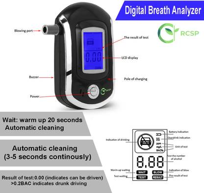 RCSP Digital Alcohol Tester Breath Analyzer ALC Smart Wine testor LCD Display Smart MCU Control Breath Test
