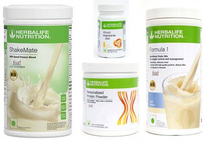 HERBALIFE Weight Loss Combo With Formula 1 Shake Mix Kulfi Flavor and shake mate flavor and protein powder with Afresh Energy Drink Lemon Flavor Combo