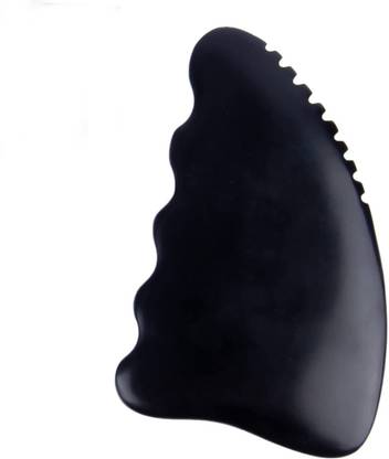 Pinkcity Ceation Gua Sha Facial Body Massage Tools, Unique 9-Edge Gua Sha Bian Stone, 3D Gua Sha Stone with Ridges,Gentle Gua Sha Scraping Massage Tool Black