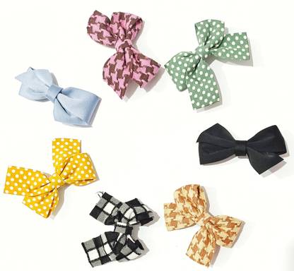 Myra Collection fancy ribbon hair bow elastic hair accessories set 6 pcs Hair Clip