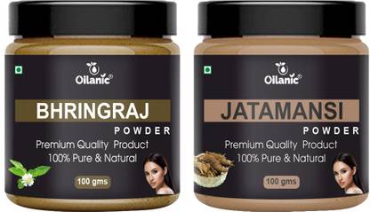 Oilanic 100% Pure & Natural Bhringraj & Jatamansi Powder- For Skin & Hair Combo Pack of 2 Jar 100gm (200gm)