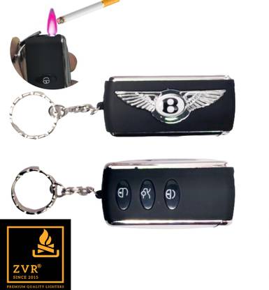 ZVR 2 in 1 Premium Cigarette Lighter + Bentley Keychain |Flameless Windproof Refillable Butane Cigarette Lighter With With Keyring Keychain ZVR171W Pocket Lighter