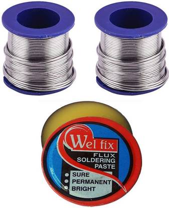 Gilhot Two Rolls Of Rosin Core Solder Wire 50gm with Welfix Flux Soldering Paste 20gm Combo Pack 25 W Simple