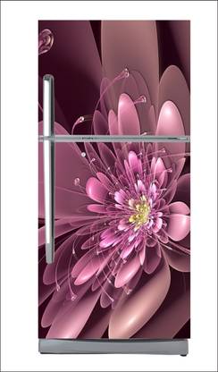 Divine studio 60 cm Abstract decorative 3d 3d design with black background full fridge cover extra large fridge sticker fridge wallpape large (pvc vinyl covering area 60cm X 160cm )FG0248 Self Adhesive Sticker