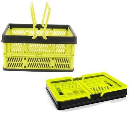 GIRGIT Plastic SI Premium Quality Foldable Storage Basket for Picnic, Foldable Storage Basket, Picnic Basket, Foldable Crates for fruits and vegetables, Folding Basket for Kitchen, Kitchen Tools and Utensils Storage Basket