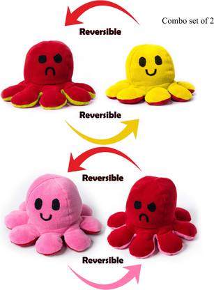 Wondershala Combo Baby Soft Toys Flip Reversible Octopus toy Plush Stuffed Super Soft happy sad octopus soft toy  - 20 cm