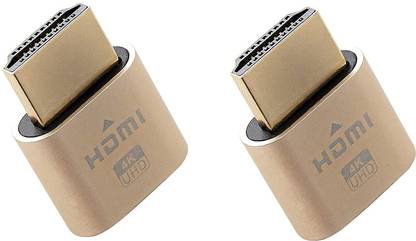 LipiWorld  TV-out Cable HDMI 4K Dummy Plug, High Resolution Headless Virtual Monitor Display Adapter, Supports up to 3840x2160@60Hz (Pack of 2 HDMI Dummy Plug)