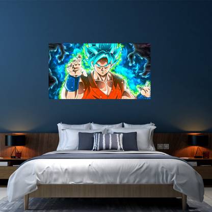 DelhiWallpapers Goku With Lighting Dragon Ball Z Self Adhesive 3D Anime Poster | Sticker | Wallpaper (24*36 inches) | Wall Decoration For Living Room, Bedroom, Office