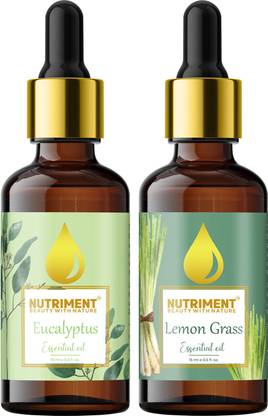 Nutriment Eucalyptus and Lemon Grass Essential Oil, 15ml each, PACK OF 2