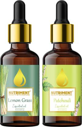 Nutriment Patchouli and Lemon Grass Essential Oil, 15ml each, PACK OF 2