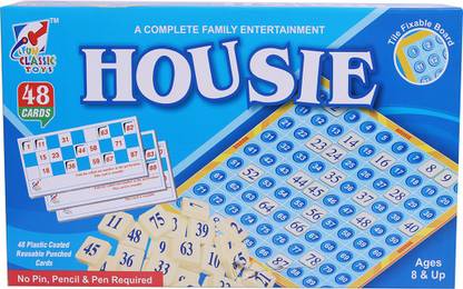 Toyster Housie Game set for Adults and Kids - Tambola Board Game set with Tickets - Big Size with 48 Reusable Tickets - 1-90 Number Tile Fixable Board Party & Fun Board Game