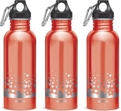 MILTON Alive 750 Stainless Steel Water Bottle, Set of 3, 750 ml Each, Red 750 ml Bottle