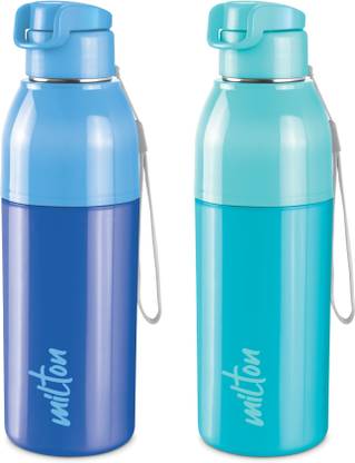 MILTON Steel Convey 600 Insulated Inner Stainless Steel Water Bottle,Set of 2, Blue, Cyan 520 ml बॉटल