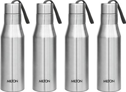 MILTON सुपर 1000 सिंगल वॉल स्टेनलेस स्टील की बोतल, 4 का सेट, 1000 ml प्रत्येक, सिल्वर 1000 ml बॉटल