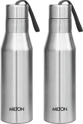 MILTON Super 1000 Single Wall Stainless Steel Bottle, Set of 2, 1000 ml Each, Silver 1000 ml