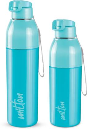 MILTON Steel Convey 600/900 Insulated Inner Stainless Steel Water Bottle,Set of 2, Cyan 1150 ml Bottle