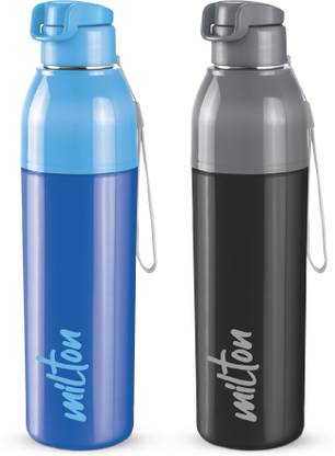 MILTON Steel Convey 900 Insulated Inner Stainless Steel Water Bottle,Set of 2,Blue,Black 630 ml Bottle