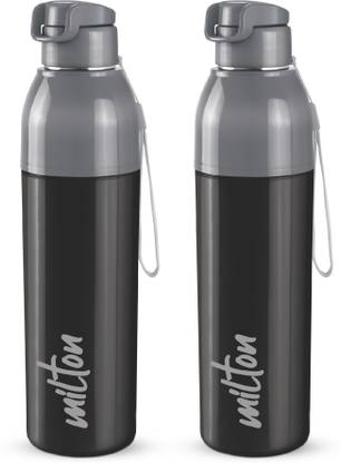 MILTON Steel Convey 900 Insulated Inner Stainless Steel Water Bottle, Set of 2, Black 630 ml Bottle