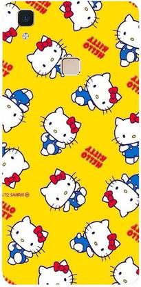 Golden Mask Back Cover for Vivo V3 Max Yellow Background And White Kitty