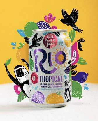 Rio Lightly Sparkling Tropical Fruit Juice Soft Drink Imported 330ml