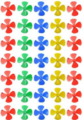 Grahikum Toy Motor Fan 4 Wing Fan Plastic Dc Motor Propeller Mini Fan Blade 4 Vanes Propeller for DIY Projects, Kids Project (Pack of 35) Electronic Components Electronic Hobby Kit