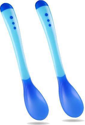 QUICKSHOP Baby Silicone Temperature Sensing Spoon, BPA Free Changing Color Feeding Spoon, Silicone Infant Training Spoon  - Silicon