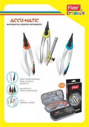 FLAIR ACCUMATIC MATHEMATICAL DRAWING INSTRUMENT pack of 2 Geometry Box