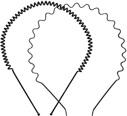 Nia Creations Black Flexible Metal Wavy and Spring Band pack of 2 Head Band