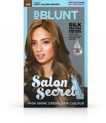 BBlunt Salon Secret High Shine Creme Hair Colour, 100g with Shine Tonic, 8ml , Light Golden Brown 5.32