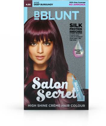 BBlunt Salon Secret High Shine Creme Hair Colour, 100g with Shine Tonic, 8ml , Deep Burgundy 4.20