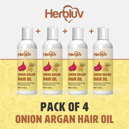 herbluv onion argan hair oil pack of -4(60ml*4piece) Hair Oil  (240 ml) at Rs. 290