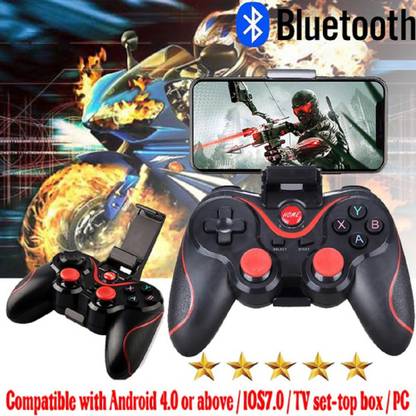 Psx X3 BLUETOOTH GAME CONTROLLER FOR ANDROID/IPHONE WIRELESS X3 MOBILE GAME CONTROLLER WITH BRACKET SUPPORT Support iOS/Android/Smart T.V./ PC PRO BLUETOOTH GAMEPAD COMPATIBLE SWITCH JOYSTICK BLACK 1PEICE  Joystick