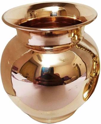 eCraftOdisha Traditional copper Pooja Kalash lota for puja Pot (8x8x8) cms medium size chembu for abhisek Copper Kalash