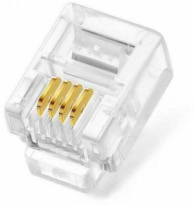 Fedus 25pcs Telephone Plug 4 Pin RJ11 6P4C Modular Plug Telephone Phone Connector Crystal Head Plug Network Connector Lan Adapter