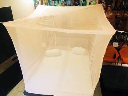 Iblay Cotton Adults Washable Mosquito NET for Double Bed Poly Cotton/King Size Queen Size Bed/Double Bed/machardani Protection for Baby(10x6.5 ft Cream) Mosquito Net