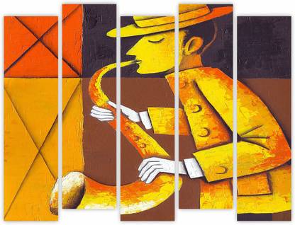 DECOR Production Multiple Frames Split Art Texture MDF Wall Paintings, Wall Art Panels UV Painting for Living Room, Bedroom, Office, Hotels, Drawing Room_MDF5PANEL_03 Digital Reprint 18 inch x 23 inch Painting