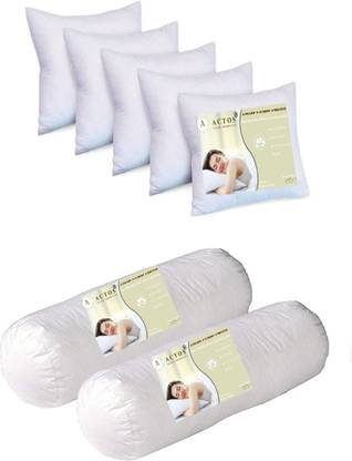 ACTOS Microfibre Bolster Pack of 7 Solid 5 Cushion And 2 Bolster
