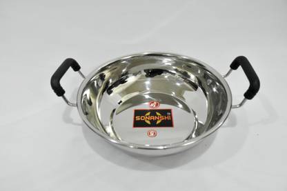 Sonanshi Stainless Steel Kadhai for Cooking/Frying Kadhai 27.95 cm diameter 1.75 L capacity