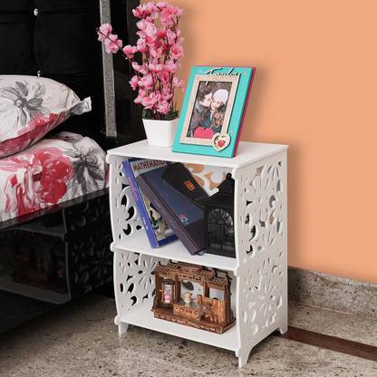 SS ARTS WPC Side Table with Storage Shelf for Living Room, Bedroom (2 Tier) Engineered Wood Bedside Table