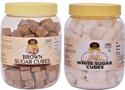 FOOD ESSENTIAL Combo of Brown Sugar Cubes and White Sugar Cubes Sugar