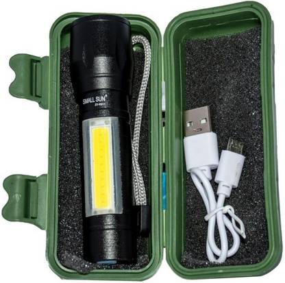 MZ Mini Pocket Light Zoom COB USB Charging Led Water Proof DP Torch  (Black, 9 cm, Rechargeable) at Rs. 227
