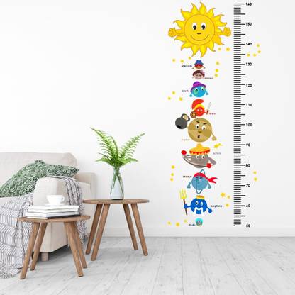 Wallzone Solor System With Height Chart Large Vinyl Wallsticker