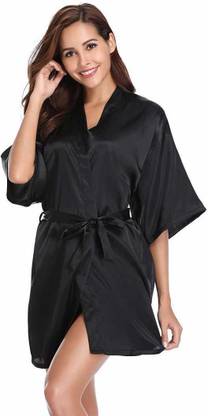 Mistic Black Free Size Bath Robe