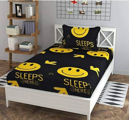 sainam 150 TC Cotton Single Text Print Flat Bedsheet