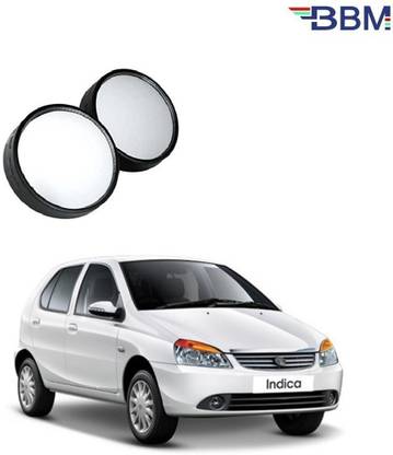 BBM Blind Spot Mirror 40 mm Dia Convex With Frame Universal Fit Adjustable 360 Degree Wide Angle Rear View Car, Set of 2 for Tata Indica Plastic, Glass Car Mirror Cover