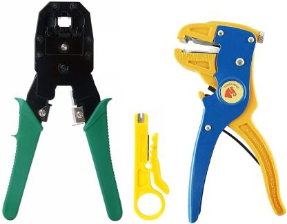 PAUS&MORK Networking Tool 3 in 1 Crimping Tool CAT5e/CAT6 LAN Cutter/ Network LAN Tools with Self Adjusting Cable/Wire Cutter & Stripper Manual Crimper